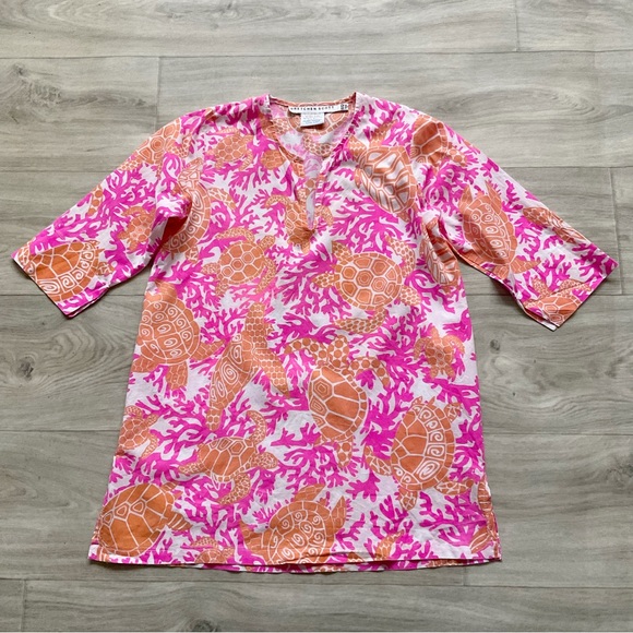 Gretchen Scott Designs Turtle Print Tunic Dress 10 / 12 summer dress - Picture 12 of 12